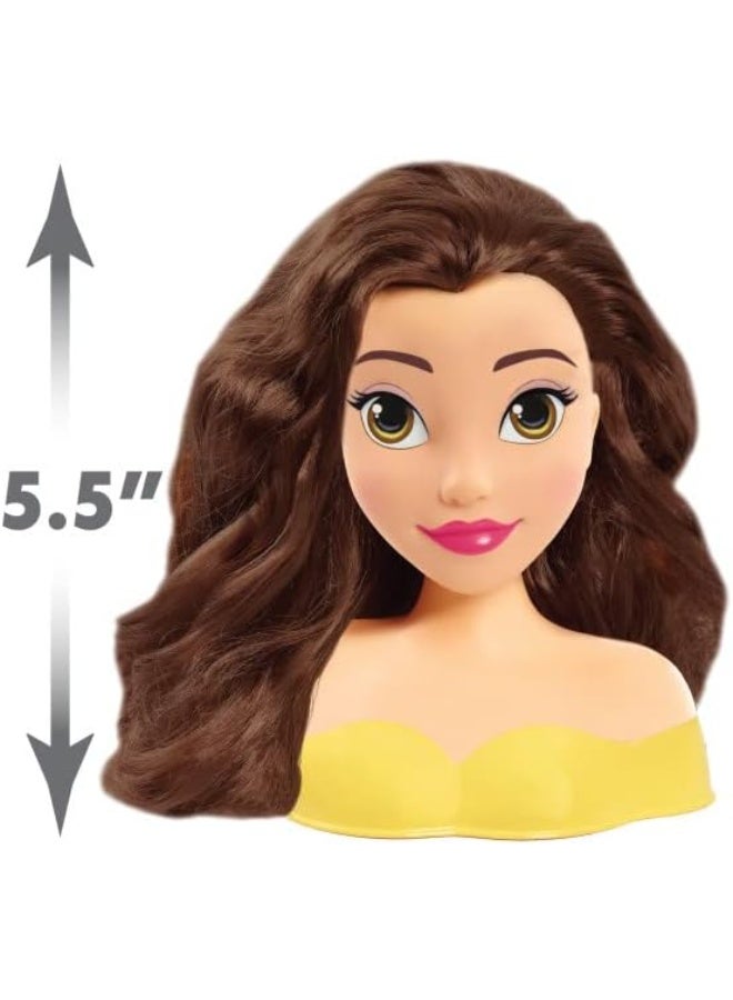 ديزني برنسيس رأس تصفيف الشعر المصغر بيل من ديزني الجميلة والوحش مع فرشاة شعر – دمية شعر مكونة من قطعتين للعب التخيلي للأطفال من عمر 3 سنوات فما فوق – لعبة تصفيف شعر إبداعية - Image 3